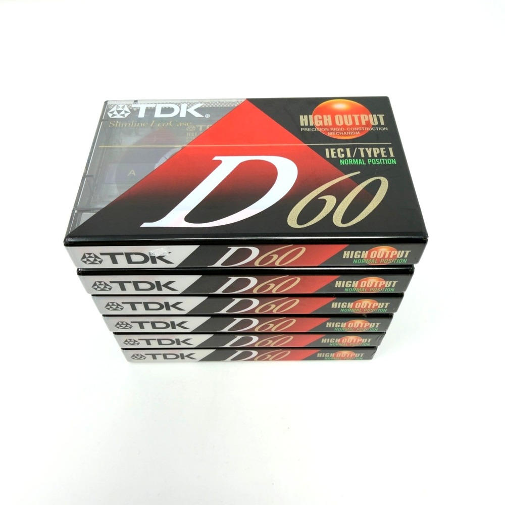 TDK D60 Blank Audio Cassette Tapes IEC Type‎ I High Output Sealed Lot 6
